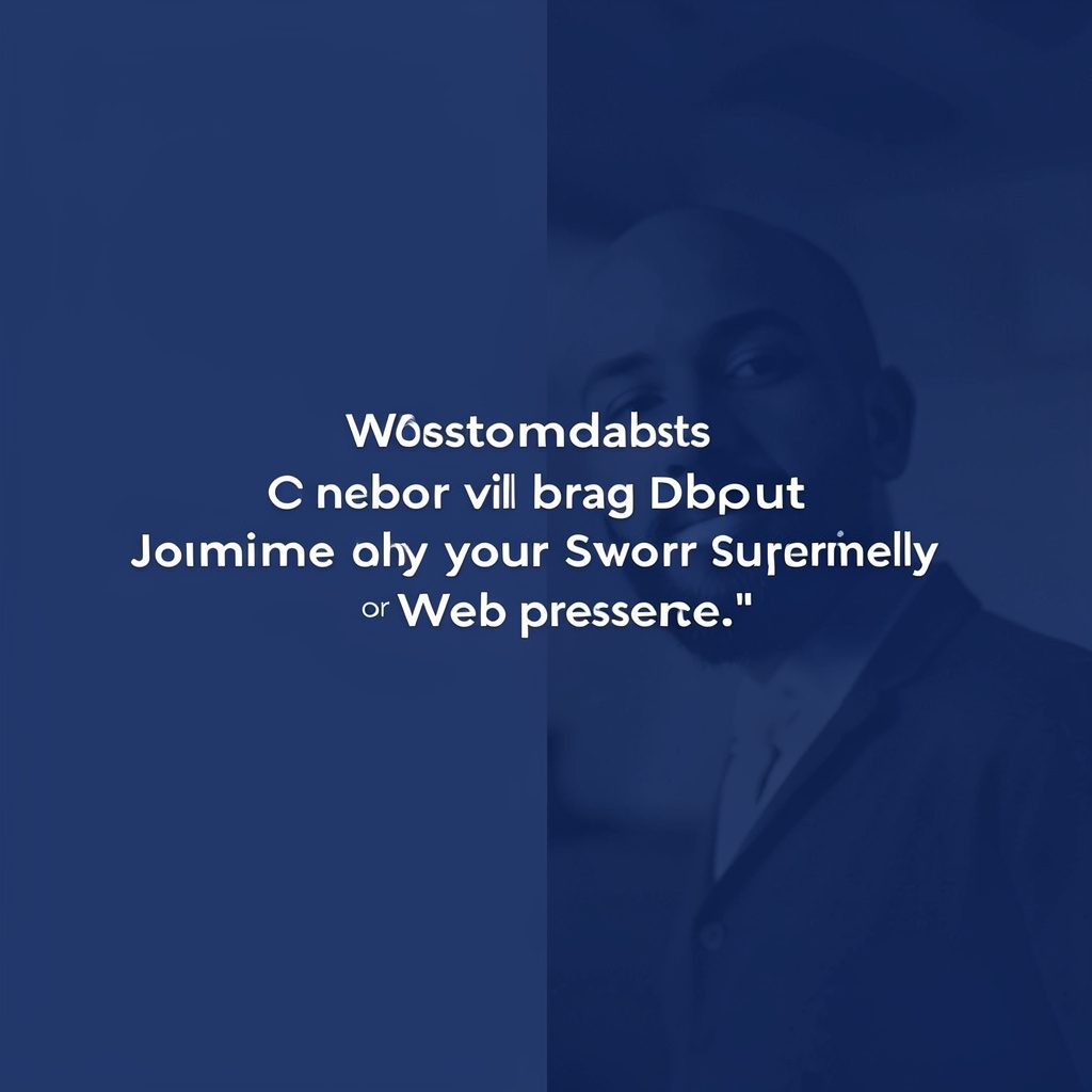 Duotone image in navy and white showing a simplified web browser window with abstract content blocks, modern and clean mood.